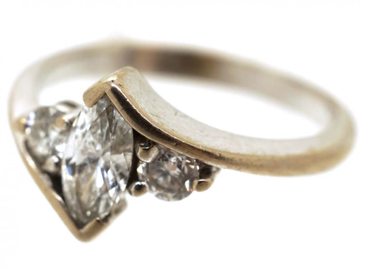 18ct White Gold & Marquise Diamond Ring