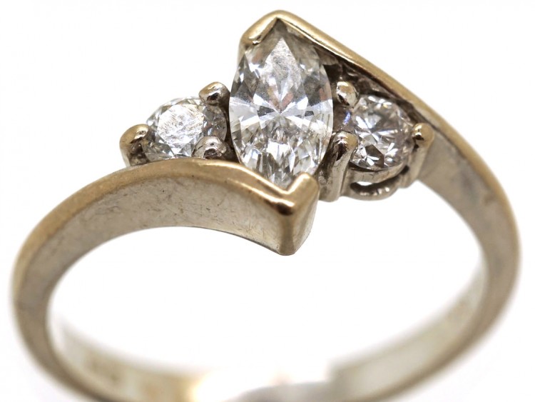 18ct White Gold & Marquise Diamond Ring