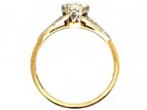 Art Deco Diamond Solitaire Ring With Diamond Shoulders