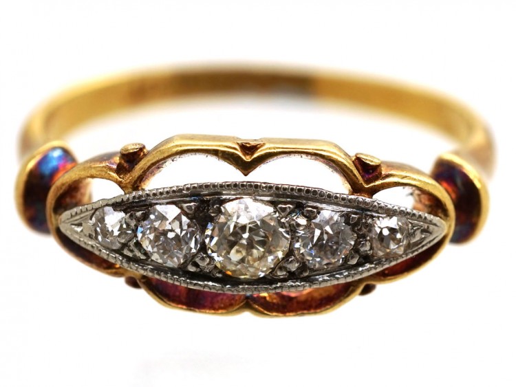 Edwardian 18ct Gold & Five Stone Diamond Ring