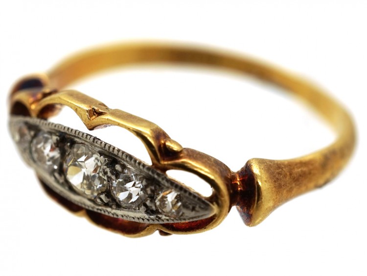 Edwardian 18ct Gold & Five Stone Diamond Ring