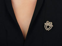 Edwardian 14ct Gold & Natural Split Pearl Double Heart Brooch
