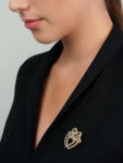 Edwardian 14ct Gold & Natural Split Pearl Double Heart Brooch