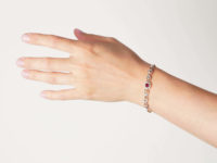 Edwardian 18ct Gold & Platinum, Ruby, Diamond & Natural Pearl Bracelet