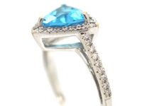 18ct White Gold Triangular Zircon & Diamond Ring