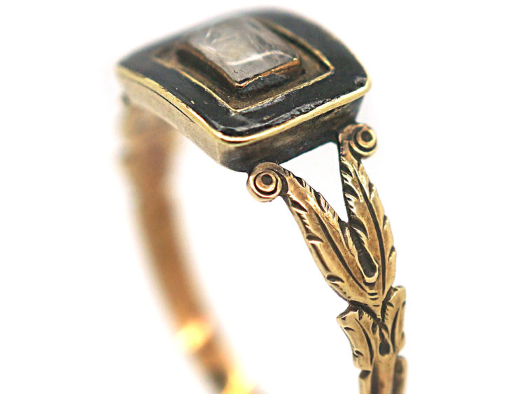 Georgian 9ct Gold & Black Enamel Memorial Ring