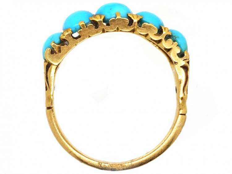 Victorian 18ct Gold Five Stone Turquoise Ring