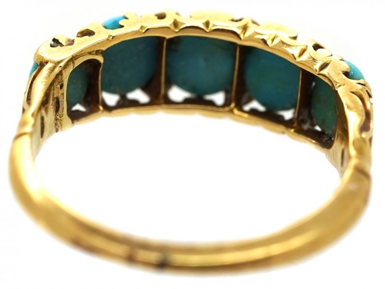 Victorian 18ct Gold Five Stone Turquoise Ring