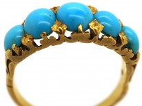 Victorian 18ct Gold Five Stone Turquoise Ring