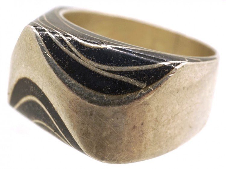 German Art Deco Silver & Niello Ring