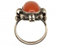 Art Deco Silver & Carnelian Oval Ring
