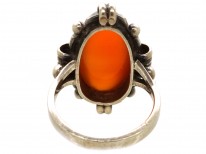 Art Deco Silver & Carnelian Oval Ring