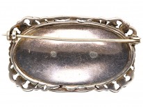 Art Deco Silver, Pale Blue Enamel & Marcasite Flower Basket Brooch