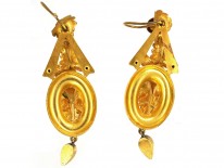 Victorian 15ct Gold & Almandine Garnet Drop Earrings