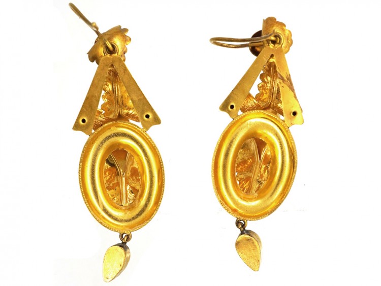 Victorian 15ct Gold & Almandine Garnet Drop Earrings