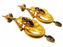 Victorian 15ct Gold & Almandine Garnet Drop Earrings