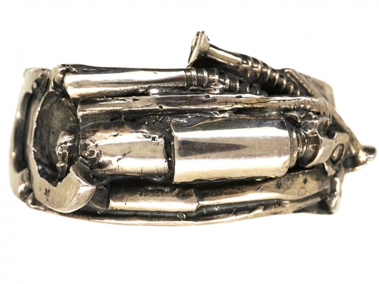 French Silver Punk Bangle