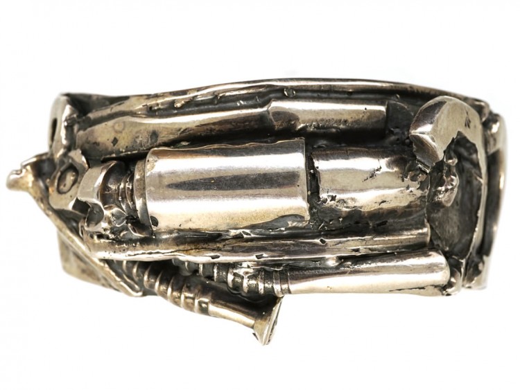 French Silver Punk Bangle