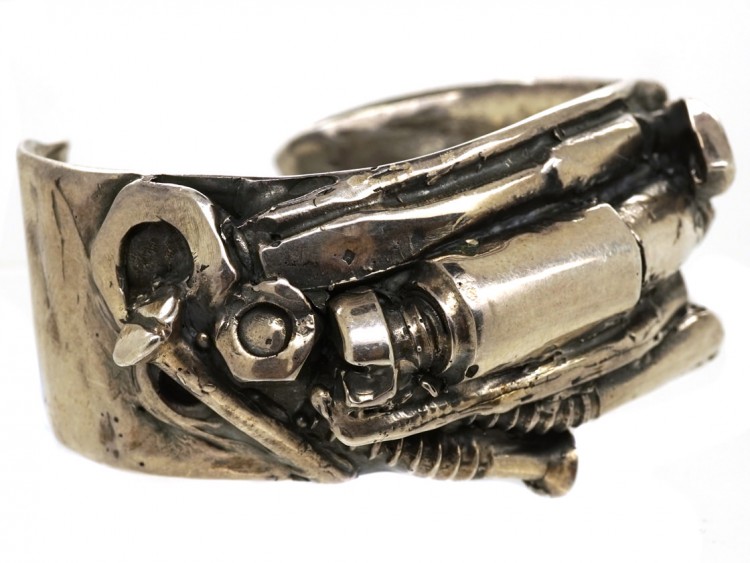 French Silver Punk Bangle