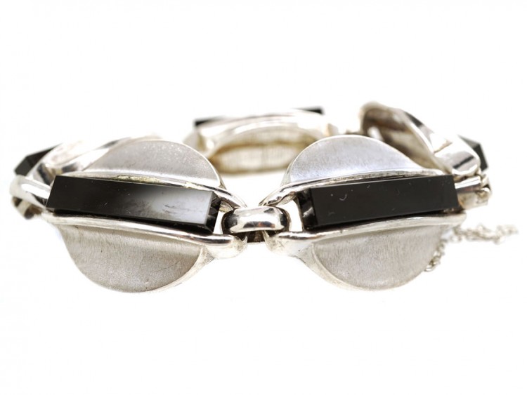 1960s Onyx & Silver Bracelet