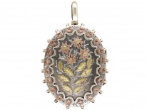Victorian Silver & Gold Overlay Flowers Motif Locket