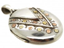 Victorian Silver & Gold Overlay V Design Oval Locket
