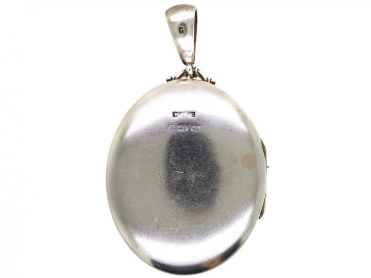 Victorian Silver & Gold Overlay V Design Oval Locket