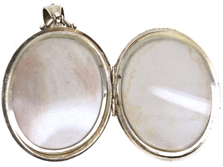 Victorian Silver & Gold Overlay V Design Oval Locket