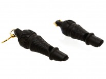 Victorian Bog Oak & Stanhope Whistle Drop Earrings