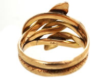 Victorian 15ct Gold Double Snake Ring with Ruby Eyes