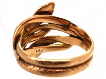 Victorian 15ct Gold Double Snake Ring with Ruby Eyes