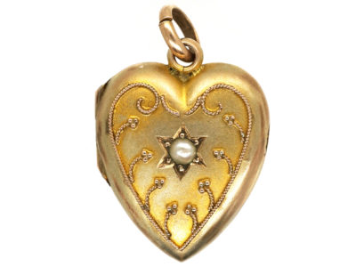 Edwardian 9ct Gold & Pearl Heart Locket