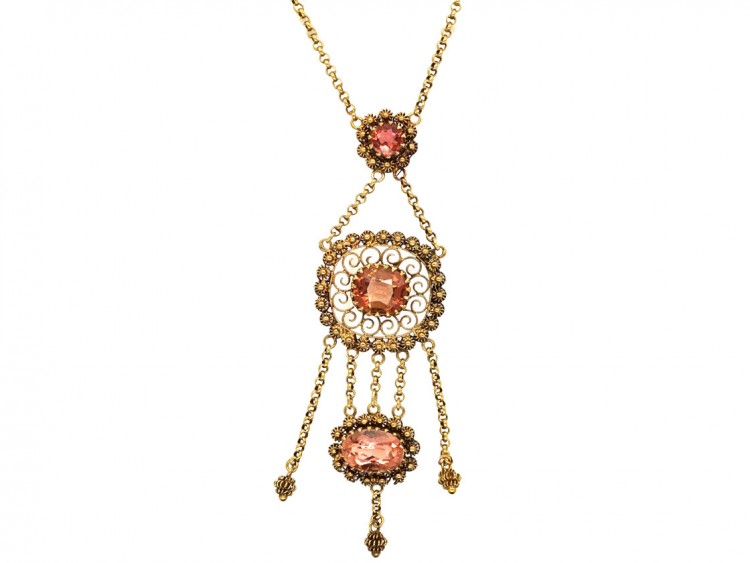 Early 19th Century 14ct Gold & Tourmaline Pendant on Chain