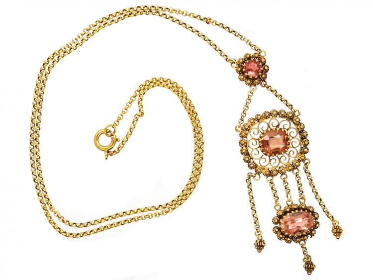 Early 19th Century 14ct Gold & Tourmaline Pendant on Chain