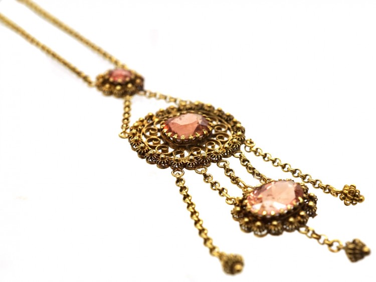 Early 19th Century 14ct Gold & Tourmaline Pendant on Chain