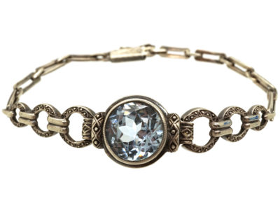Art Deco Silver & Synthetic Blue Spinel Bracelet