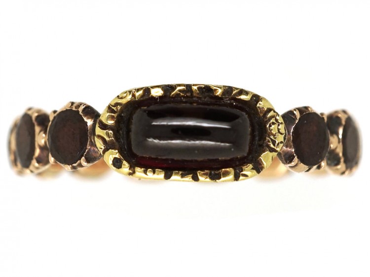 Georgian Flat Cut & Cabochon Garnet Eternity Ring