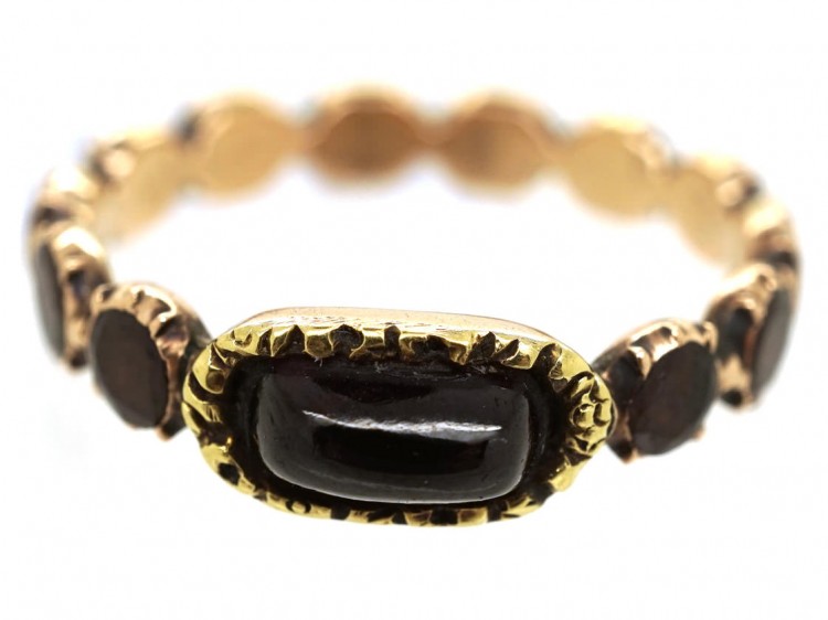 Georgian Flat Cut & Cabochon Garnet Eternity Ring