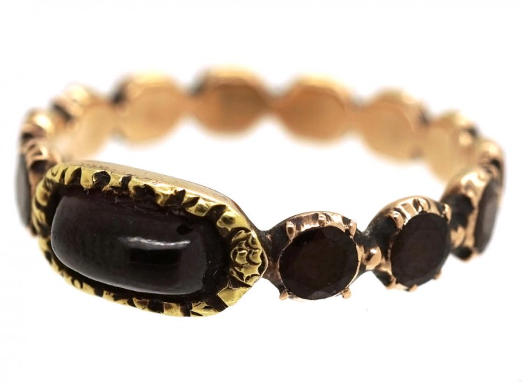Georgian Flat Cut & Cabochon Garnet Eternity Ring