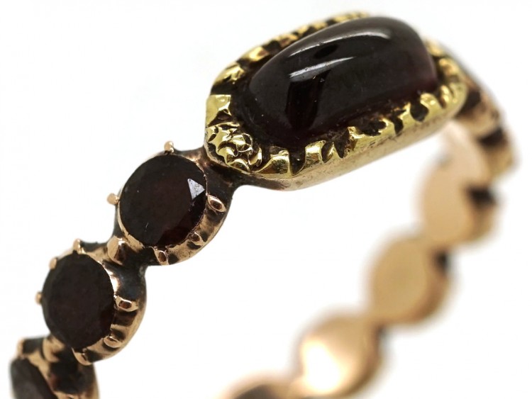 Georgian Flat Cut & Cabochon Garnet Eternity Ring