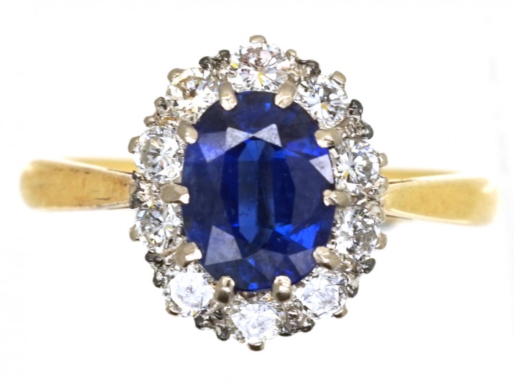 18ct Gold, Sapphire & Diamond Cluster Ring