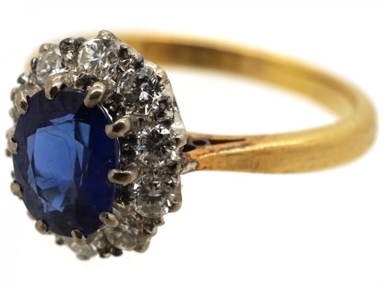 18ct Gold, Sapphire & Diamond Cluster Ring