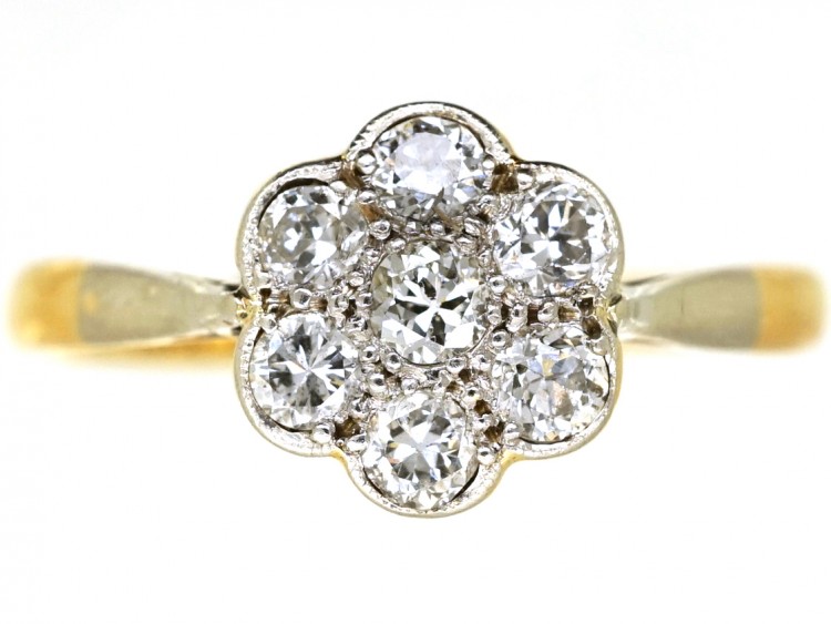 Edwardian 18ct Gold & Platinum, Diamond Cluster Ring