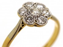Edwardian 18ct Gold & Platinum, Diamond Cluster Ring