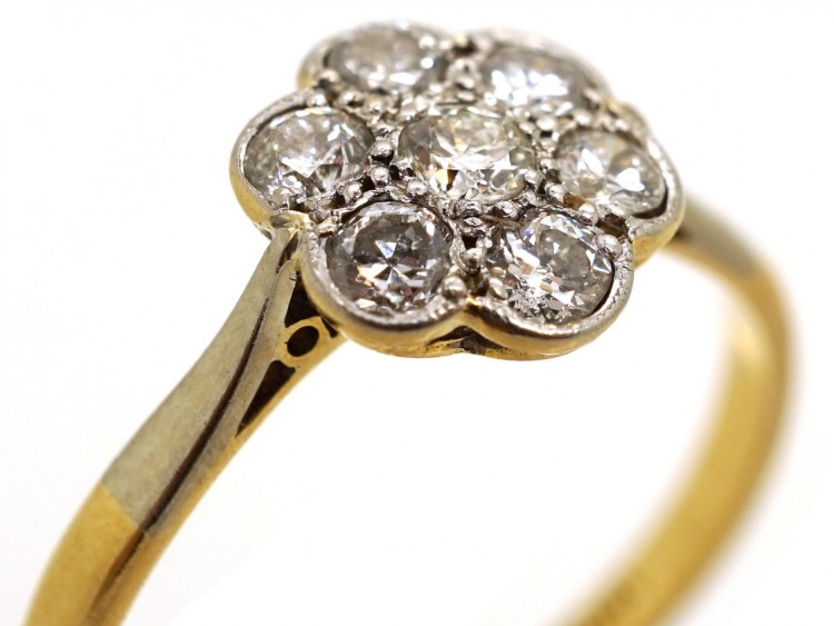 Edwardian 18ct Gold & Platinum, Diamond Cluster Ring