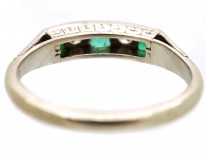 Art Deco 18ct Gold & Platinum, Emerald & Diamond Five Stone Ring