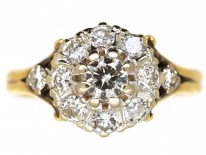 Edwardian 18ct Gold Diamond Cluster Ring With Diamond Shoulders