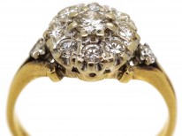 Edwardian 18ct Gold Diamond Cluster Ring With Diamond Shoulders