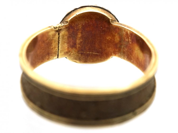 Georgian Natural Split Pearl & Rose Diamond Mourning Ring