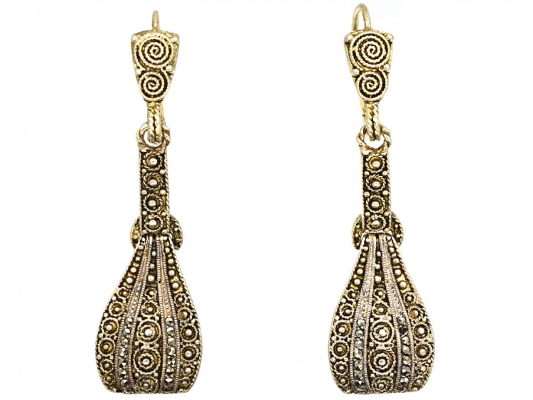 Theodor Fahrner Silver & Marcasite Drop Earrings